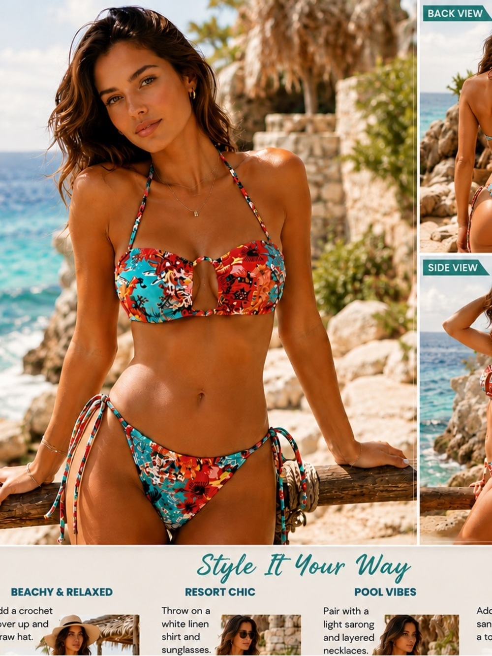 RELLECIGA Blue Floral Bikini - Blue Floral Print
